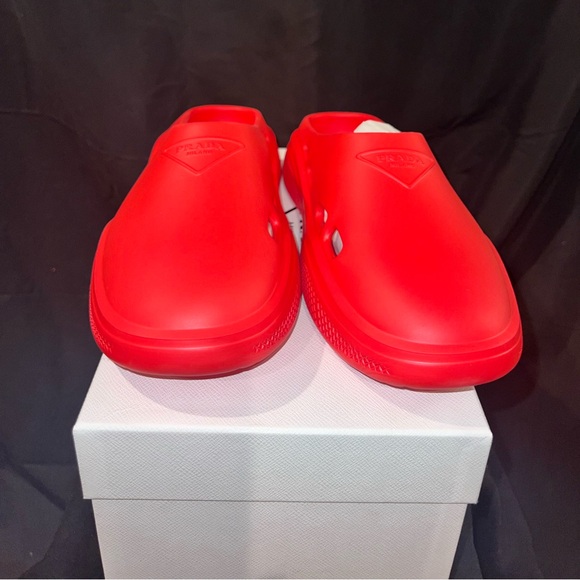Prada Rubber Mules (Red Slides) - Picture 3 of 16